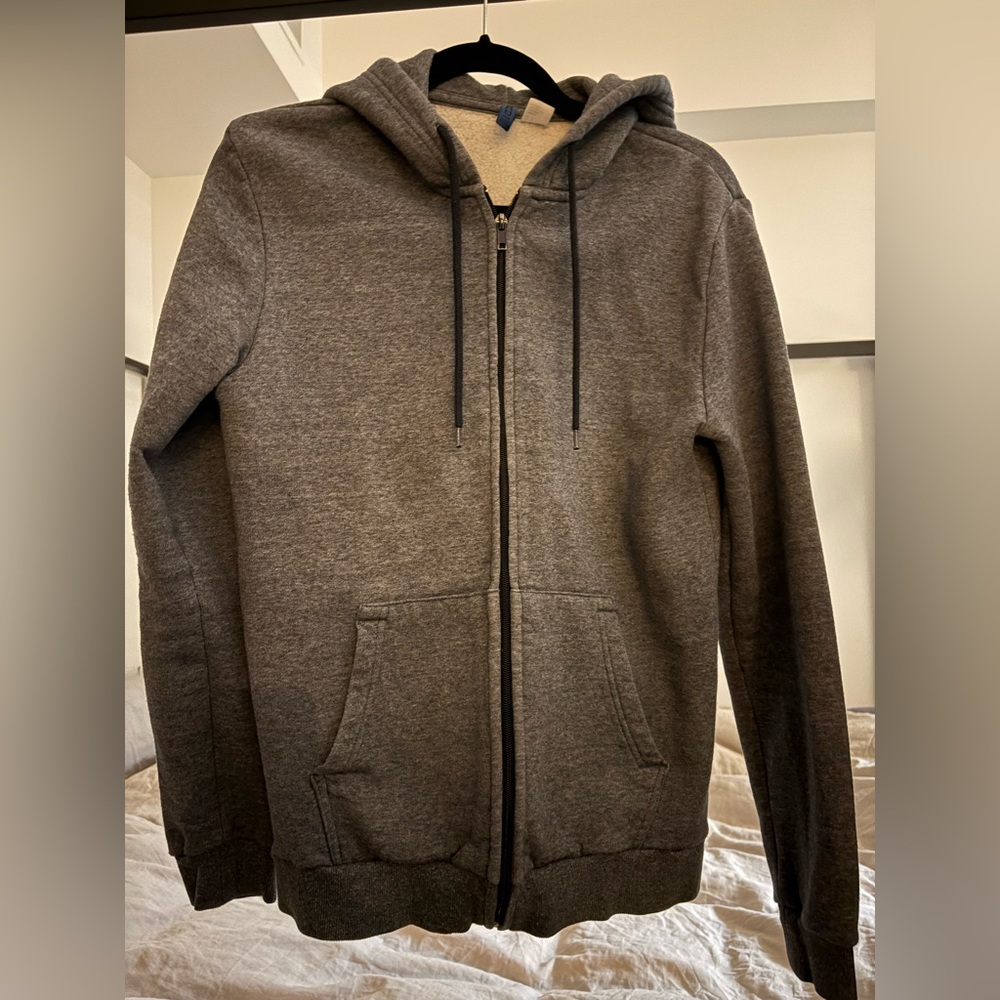H&M Gray Zip Up Sweater with Hood, Size S